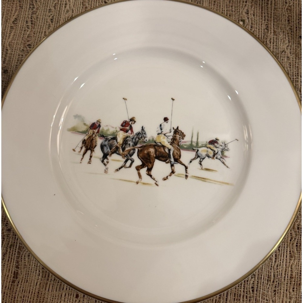 4 Pc Set Vintage Ralph Lauren Polo Scene Dinner Plates Equestrian China 1983